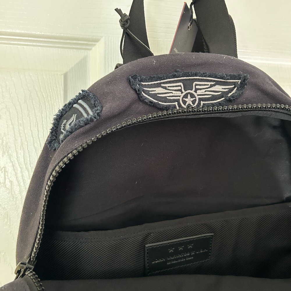 John Varvatos Black Backpack with Embroidered Patches - Picture 4 of 7